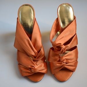 Satin Orange Heels by Raye
